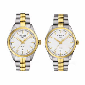 Đồng hồ Tissot Cặp T101.410.22.031.00 T101.210.22.031.00 Dây Thép Không Gỉ Mạ Vàng 39-33mm