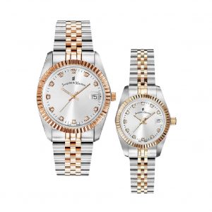 Đồng hồ Jacques du Manoir Cặp NRO.23 NRO.24 Dây Thép Không Gỉ 36x26mm