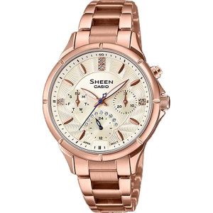 Đồng hồ Casio Nữ SHE-3047PG-9AUDR Dây Thép Không Gỉ 35mm