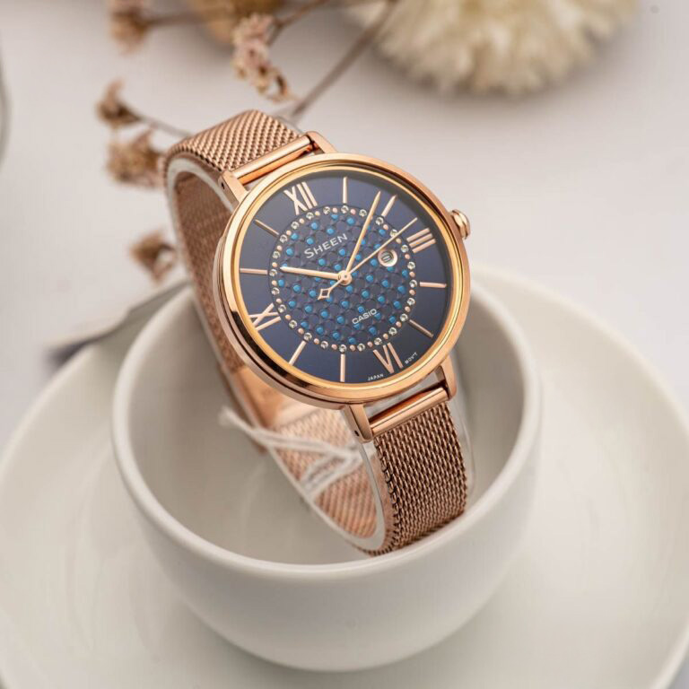 Đồng hồ Casio Nữ SHE-4059PGM-2AUDF Dây Mesh 34mm - Ảnh 3