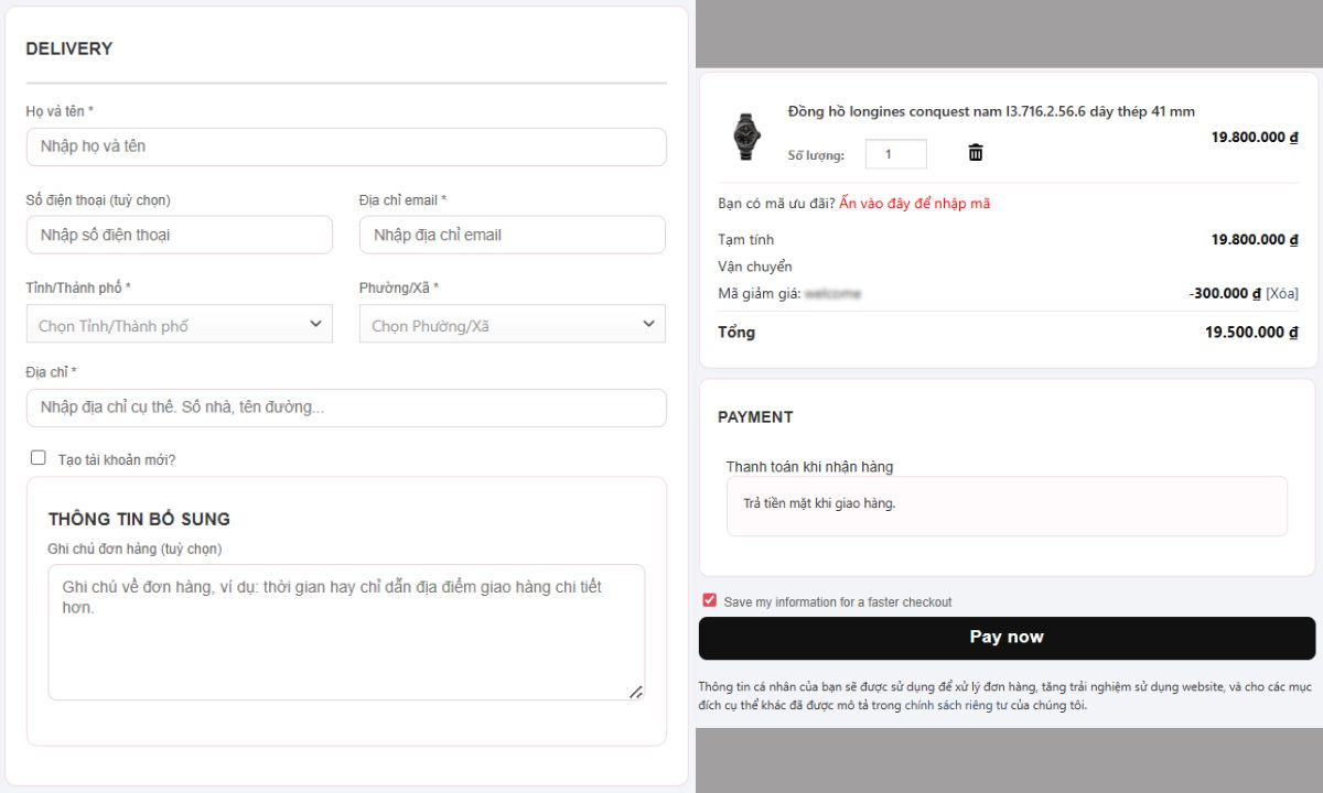 Hướng dẫn sử dụng mã giảm giá - Bước 3